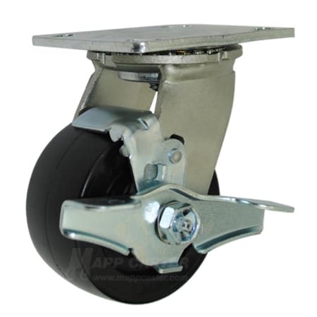 Mapp Caster 4"X2" Polyolefin Swivel Caster with Brake - 500 Lbs Capacity 146PO420SB